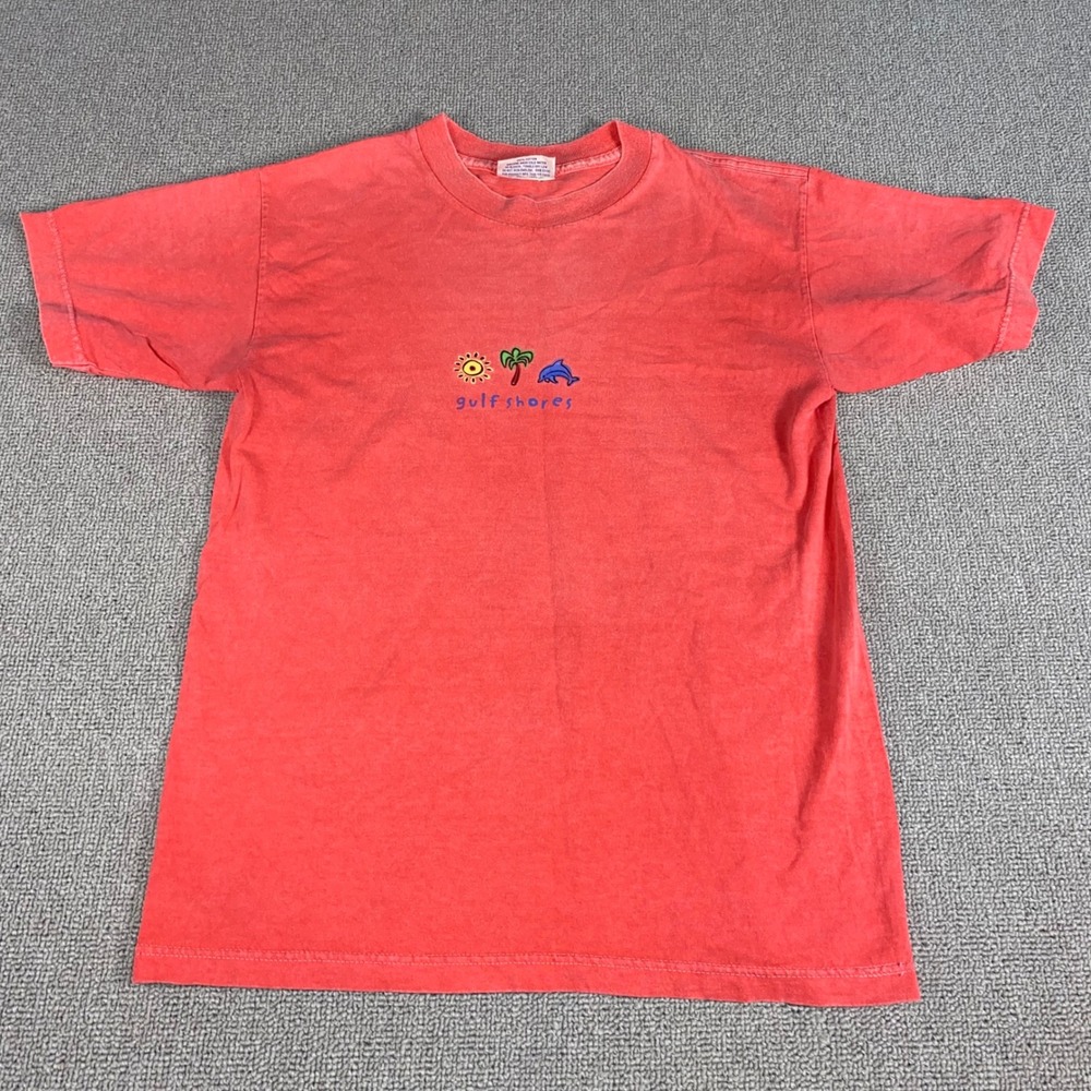Ocean Front Gulf Shores T-Shirt Womens Small Coral Pink Beach Graphic Tee Cotton